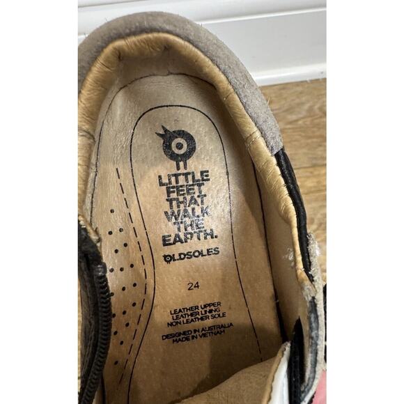 Old Soles Toddler Boys Leather Black White Zipper Stretch Lace Sneaker Sz 8 US - Picture 9 of 10